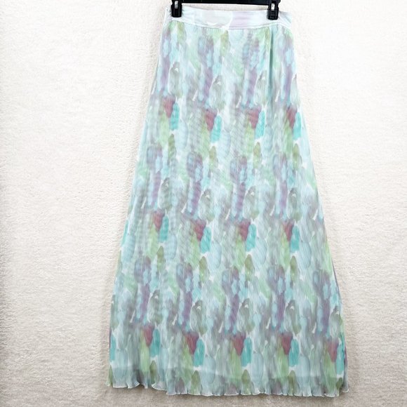 GANNI Watercolor Printed pleated georgette maxi skirt Size 38 NWT US 6 - Picture 5 of 15